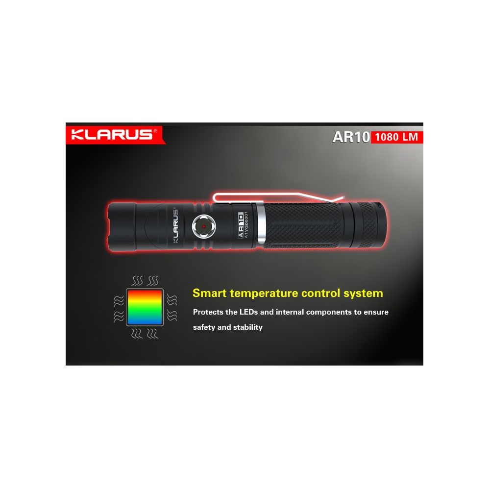 Lampe tactique Klarus AR10 - 1080Lumens rechageable USB tête orientable