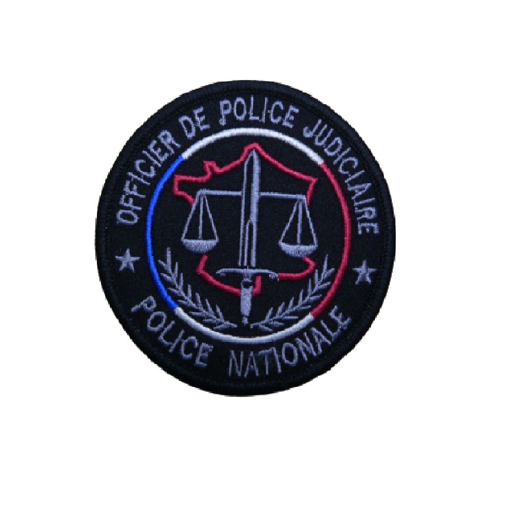 Ecusson de bras brodé OPJ Police Nationale - Fond noir