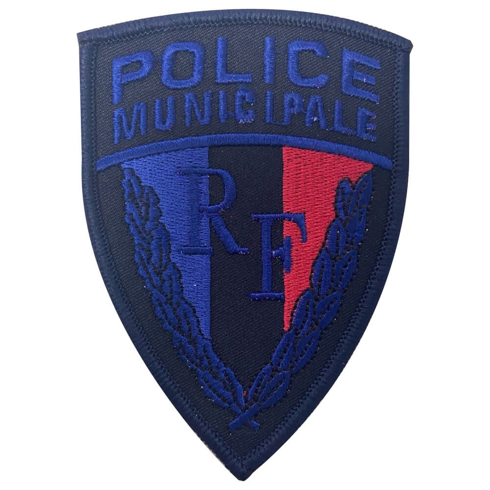 Ecusson de bras tissu Police Municipale RF basse visibilite Bleu