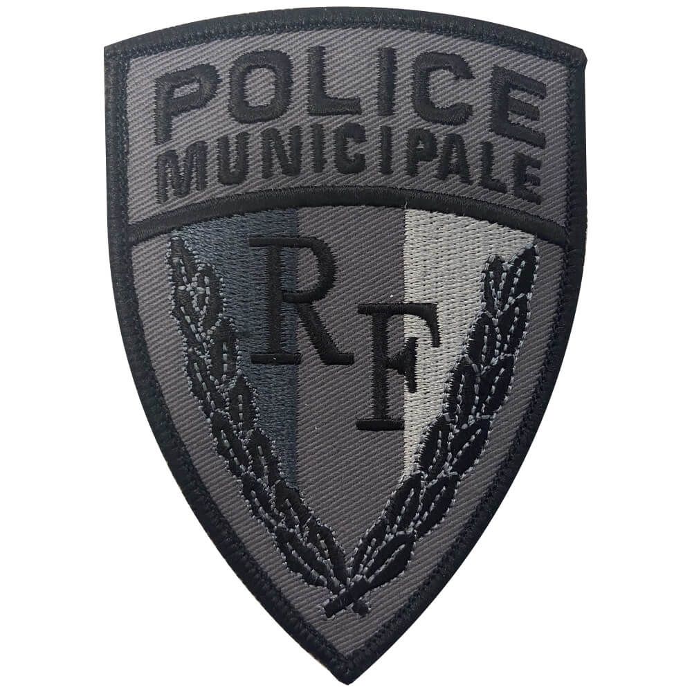 Ecusson de bras tissu Police Municipale RF basse visibilite Noir