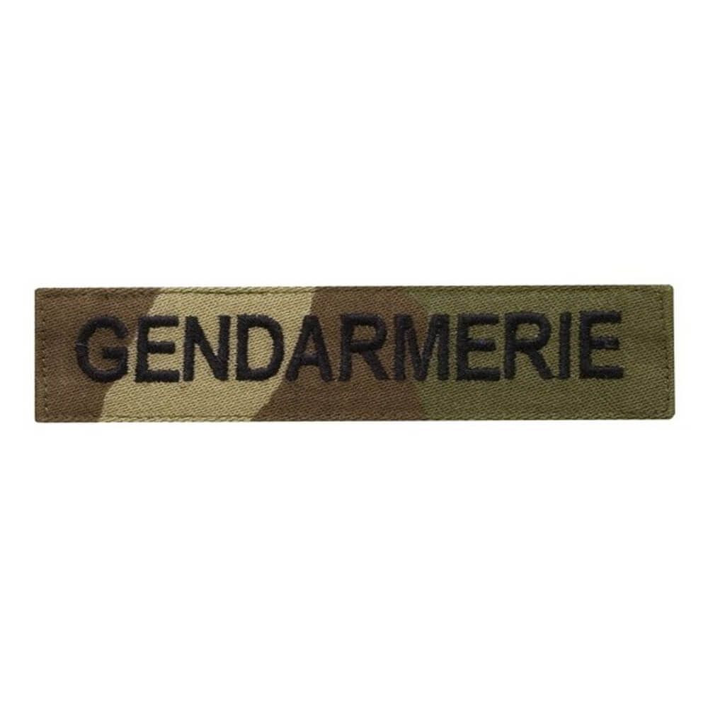 Bande patronymique Gendarmerie broderie machine fil noir sur tissu et velcro camouflée c.e.