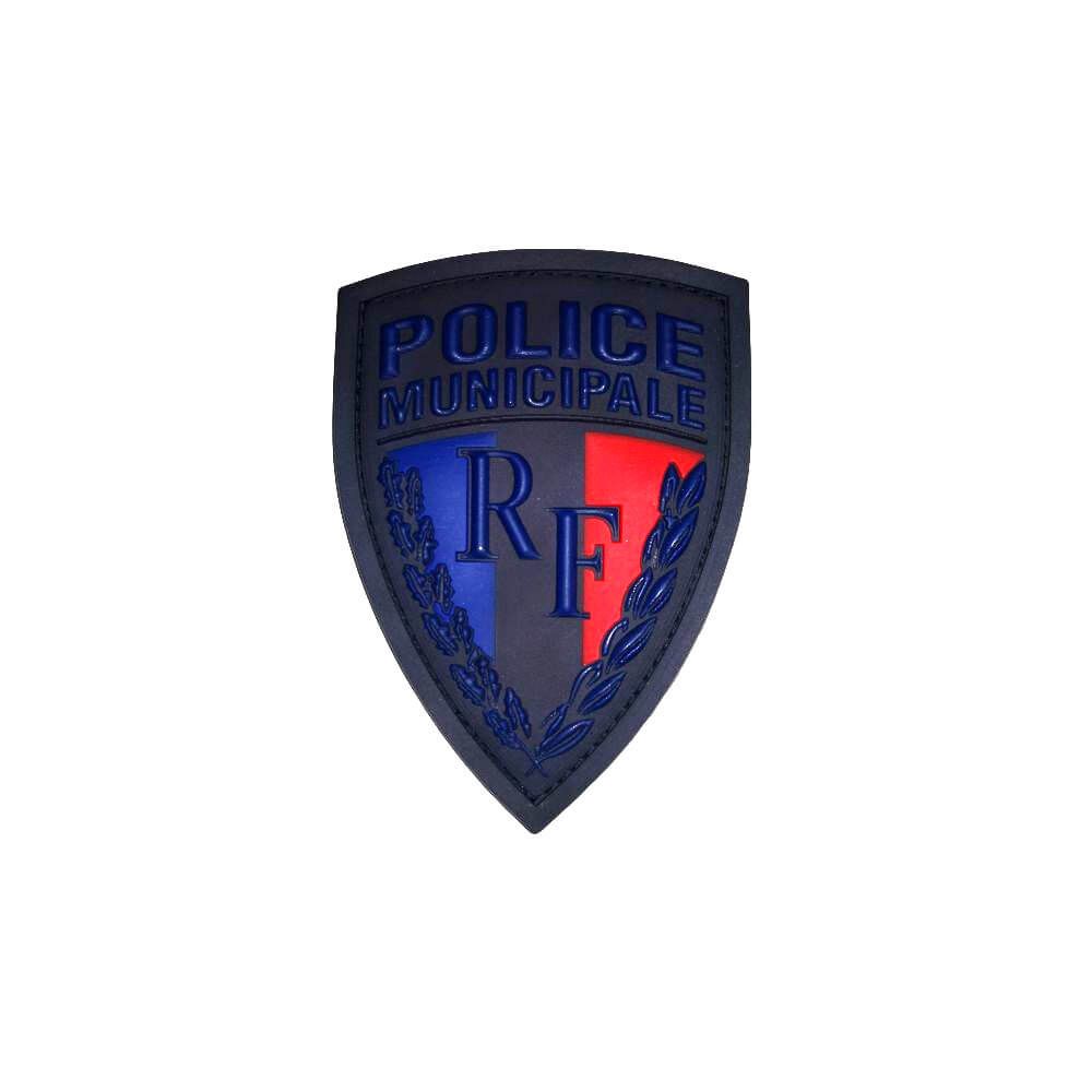 Ecusson de Bras PVC Police Municipale RF basse visibilite Bleu