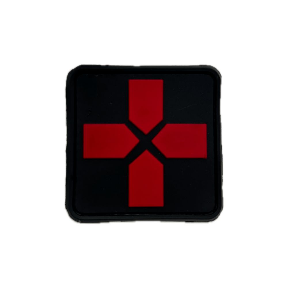 Patch croix medicale PVC noir/rouge - AMG Pro