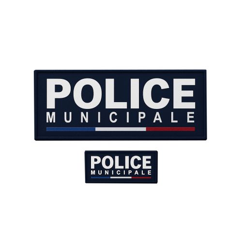 Jeu de bandes brodées Police Municipale - fond bleu marine
